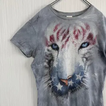 화이트 타이거 아트 프린트 T셔츠 더 마운틴 애니멀
