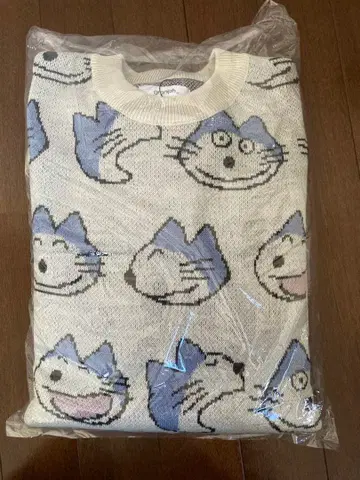 graniph 고양이 얼굴 디자인 니트 스웨터 XL LHGray