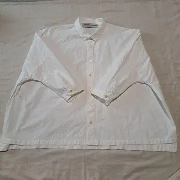 STAMP AND DIARY 코튼 셔츠 와이드 7부 소매 화이트