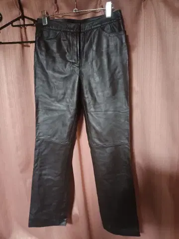 DKNY 다나 캐런 뉴욕 천연 가죽 라무 가죽 다크 브라운 레더 팬츠