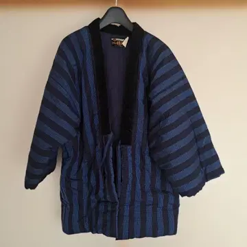 미야타 직물 한텐 도테라 파랑 스트라이프 일본제