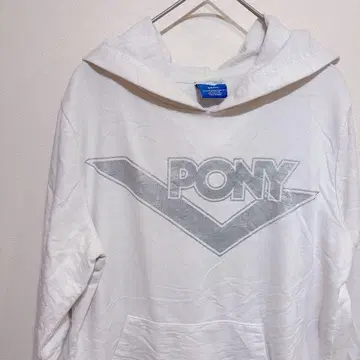 [ 레어 ] PONY [ S ] 포니 빅 로고 후드 맨투맨 화이트