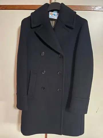 디자인웍스 롱 더블 코트 블랙 46 두꺼운 원단