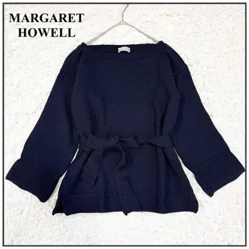 마가렛호웰 허리 리본 니트 스코틀랜드제 풀오버 네이비