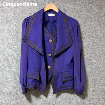 Cinquantieme 빈티지 쇼와 레트로 보라색 노카라 자켓