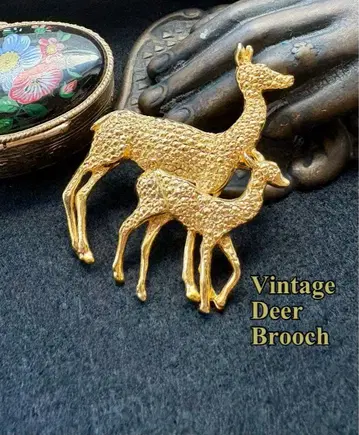 빈티지 영국 페이크 마카사이트 사슴 모자상 브로치