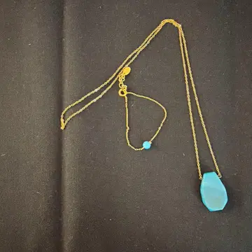 터콰이즈 목걸이 팔찌 세트 블루스톤