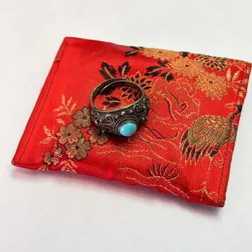 빈티지 은선 세공 터콰이즈 터키석 반지 프리 사이즈 복조리 포함