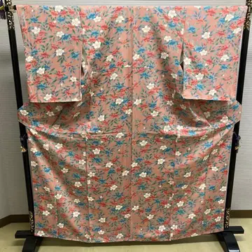 기모노 코몬 핑크 꽃무늬 기장 164cm 화장 65.5cm