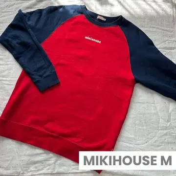 mikiHOUSE 미키하우스 빨간색/네이비 래글런 슬리브 트레이닝복