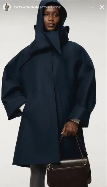 RECTO 네이비 후드 부착 코트