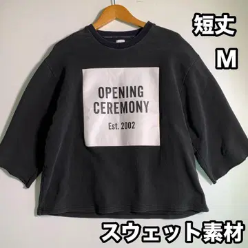 오프닝 세레모니 크롭 맨투맨 티셔츠 M 로고 티셔츠 블랙