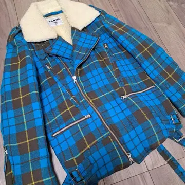 고무 옴 체크 무늬 라이더풍 더플 코트 GOMME HOMME