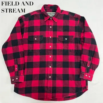 00s FIELD AND STREAM 블록 체크 헤비 플란넬 셔츠 빨간색