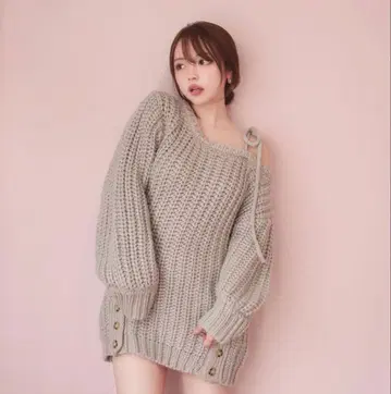 andmary Mia 리본 니트 미니 드레스 블루