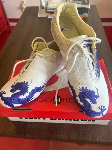 드래곤 자수 일본풍 패턴 스포츠 슈즈 화이트/블루