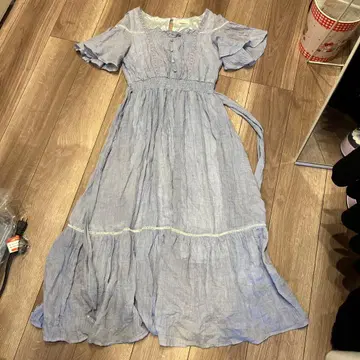 lizlisa 라이트 블루 반팔 롱 원피스