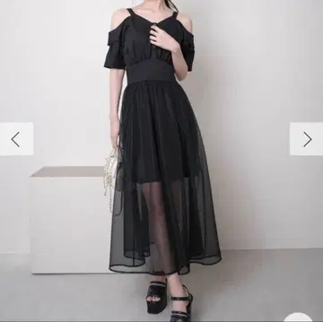 LIP SERVICE 시어 도킹 오프숄더 셔츠 원피스 블랙