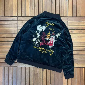 새상품급 -KON-JAKU- 벨벳 벨로아 스카잔 여우 자수 자켓