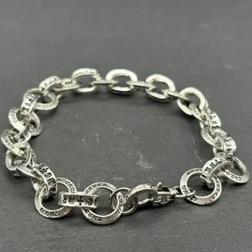 빈티지 실버 925 페이퍼 체인 팔찌 각인 럭셔리