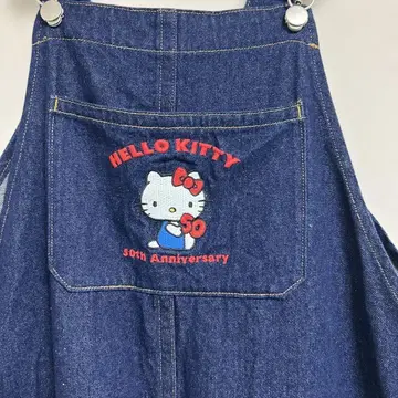 키티 50th Anniversary 데님 오버롤 M