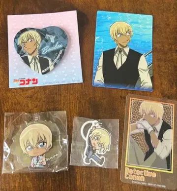 명탐정 코난 아무로 토오루 후루야 레이 버본 캔뱃지 카드 키링 세트