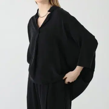 택 포함 새상품 야마다야 Aga 아가 큐프라 마오 칼라 블라우스 블랙