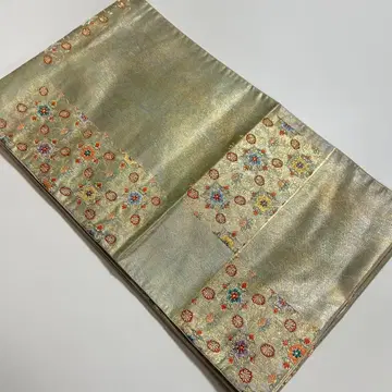 본금 바둑무늬에 꽃 사라사 무늬 후쿠로 오비 기모노 스키 구락부 782