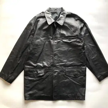 새상품급 빈티지 가죽 카 코트 커버올 블랙 L