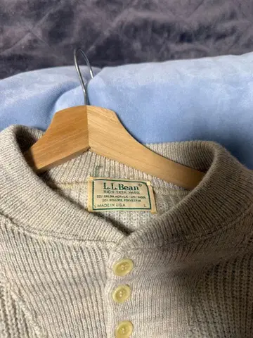 80s L.L.Bean 헨리넥 스웨터 베이지 USA제