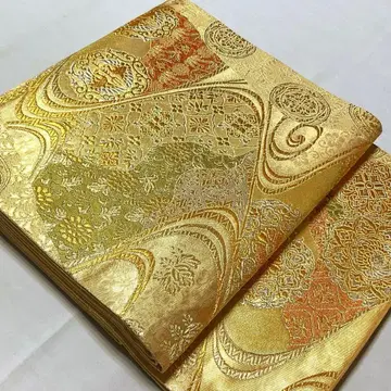 순수 실크 후쿠로 오비 니시진 비단 유수취 명물직문