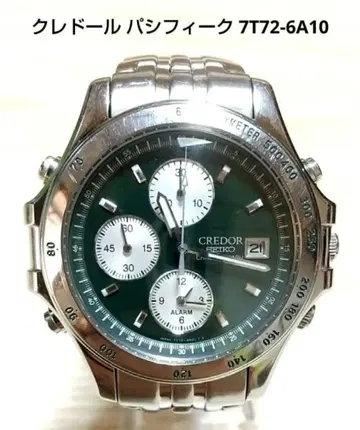 크레도르 퍼시피크 7T72-6A10 남성용 손목시계 다크 그린 다이얼