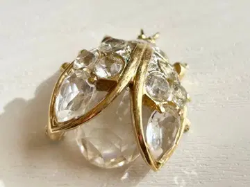 골동품 크리스탈 클리어 큐빅 무당벌레 vintage 브로치