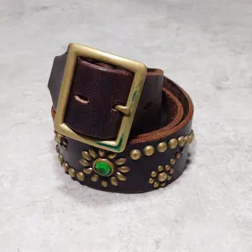 HTC 플라워스터드 가죽 벨트 34 브라운