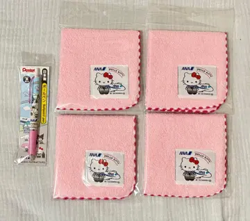 공항 헬로키티 타월 4개 세트 일본제 키티 콜라보 볼펜