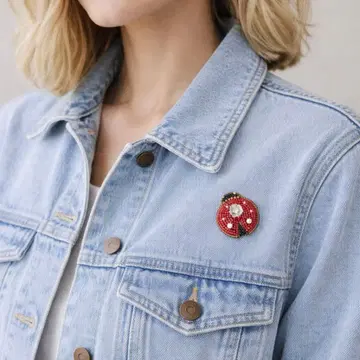 핸드메이드 비즈 자수 무당벌레 브로치