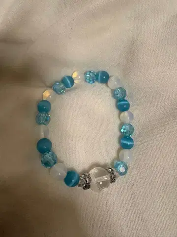 파랑과 화이트 비즈 팔찌 (염주)