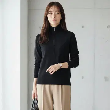 G5511*22OCTOBRE 집업 하이넥 니트 스웨터 블랙