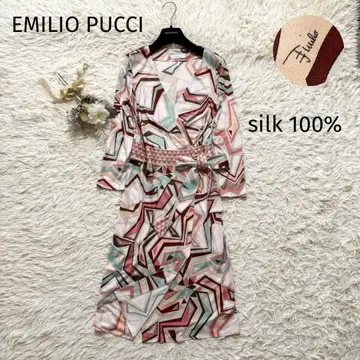 새상품급 에밀리오 푸치 카슈쿨 원피스 기하학 패턴 실크 100% M