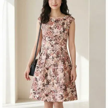 G9333*23구 23KU 꽃무늬 슬리브리스 원피스 화이트 핑크