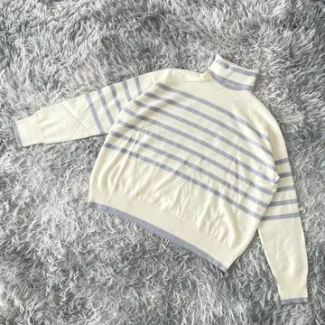 [ GALERIEVIE ] 긴팔 니트 스웨터 하이넥 보더 울 100%