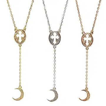 하와이안 주얼리 크로스 초승달 문 로자리오 목걸이