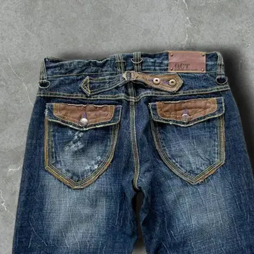 men's flare denim leather 00s y2k