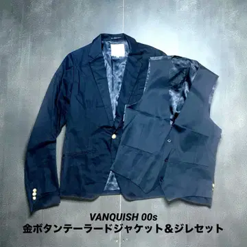 뱅퀴시 00s 골드 버튼 테일러드 자켓 & 베스트 세트 블랙 y2k