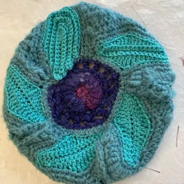 핸드메이드 꽃 모양 모자 청록색 보라색