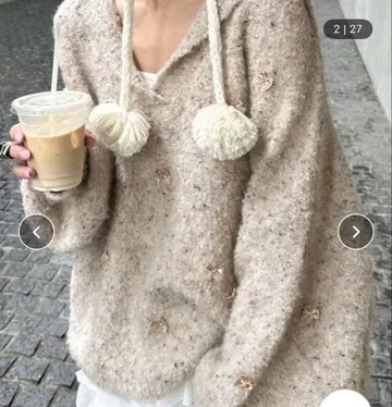 Alley by w closet 리본 포함 부클 빅 칼라 풀오버