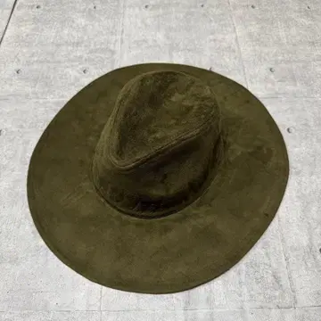 새상품 미사용 중절모 와이드 챙 모자 스웨이드 그린