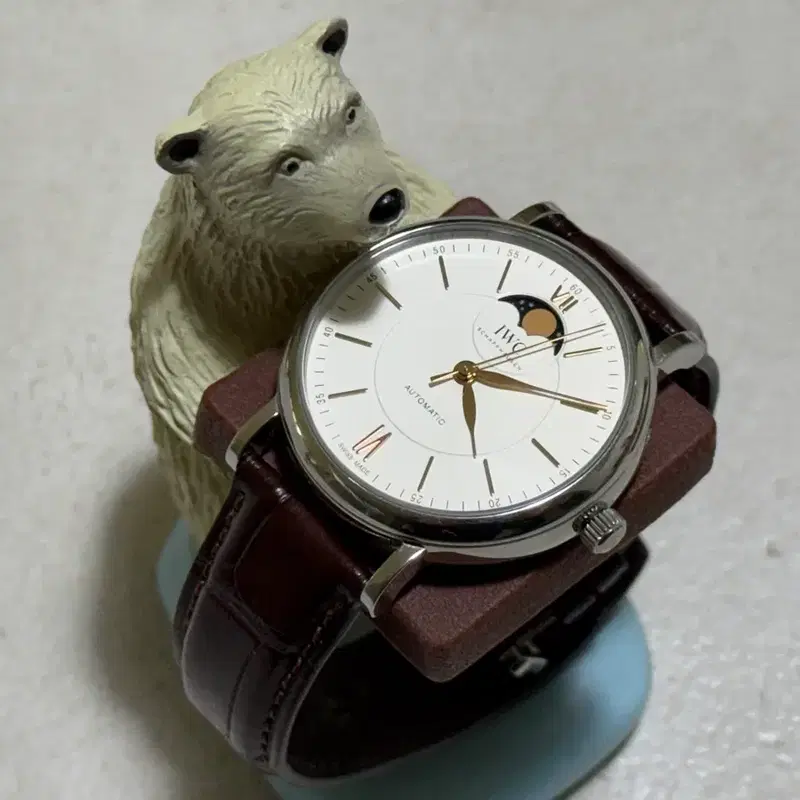 IWC 문페이즈 가죽 시계 오토매틱