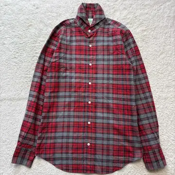 Finamore 피나모레 체크 무늬 셔츠 레드 이탈리아제