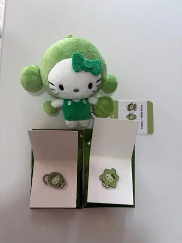 오사카 간사이 만국 박람회 일본관 한정판 키티 핑 배지 봉제 인형 키링